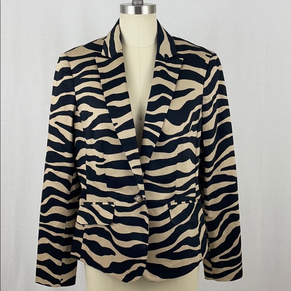 Jones New York Zebra Print Stretch Blazer Jacket